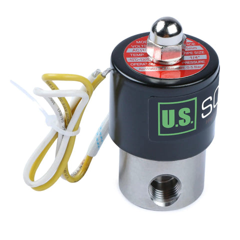 One Quarter Inch Stainless Steel Electric Solenoid Valve 110VAC Normally Closed With Viton Seals Built Tough Industrial Use