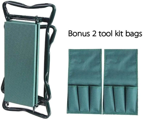 Folded Heavy Duty Garden Kneeler And Seat with Two Tool Pouches, Foldable Garden Bench Stool for Weeding and Planting