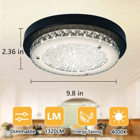 LED Ceiling Light Crystal Chandelier Dimmable Flush Mount With Modern Crystal Raindrop Pendant Lamp ETL Listed dimensions
