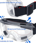 Six Pack Anti-Fog Safety Goggles For Men And Women, ANSI Z87.1, clear PC lenses, adjustable strap, wraparound frame design, air vents