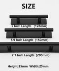 Black 5.9 inch length Two Pack Peel And Stick Adhesive Door Handles with size comparison