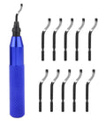 Ultimate YxGood Hand Deburring Tool Kit with 10 extra sharp replaceable blades and blue aluminum handle for edge trimming.