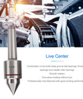 MT3 60° live tailstock center, silver metal, for wood and metal lathes.