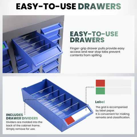 Heavy Duty 100 Drawer Parts Cabinet With ABS Plastic Drawers Adjustable Dividers And Label Holders Perfect For Tool Storage