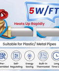 Self Regulating Heating Cable For Pipe Freeze Protection 60 Ft 120V Heat Tape For Metal And Plastic Water Pipes Energy Saving Heat Trace Keeps Water Flowing In Cold Down To Minus 40 Degrees