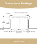 Diagram showing dimensions for Brass Shower Door Hinge With 90 Degree Offset For Frameless Glass, Wall Mount.