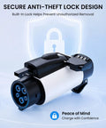 Secure anti-theft lock design of Slick NACs To J1772 Electric Vehicle Charging Adapter For Tesla Wall Connector.