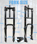 Beefy 20x4.0 Fat Tire EBike Air Suspension Fork With 185mm Travel 135mm Hub 9mm QR Double Shoulder Air Shock Absorption diagram
