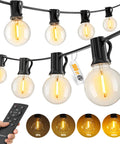 Dimmable Outdoor String Lights With Remote 100Ft Waterproof G40 LED Bulbs Shatterproof Connectable Patio Lighting displayed