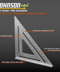 Beefy 12 Inch Aluminum Rafter Square With CNC Machined Edges Permanent Readings Scribe Notches, saw guide edge visible.