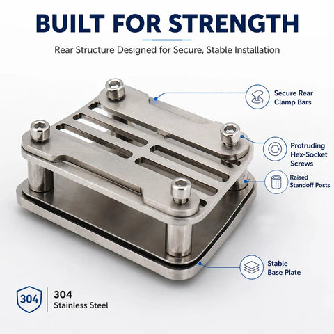 Heavy Duty 304 Stainless Steel Clutch Pedal Extender with Grippy Anti Slip Rubber Surface For Manual Transmission Cars, stable base and secure clamp design.
