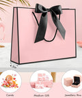 Medium Gift Bag With Handles For Every Occasion, 12.6x9.8x4.3 Inches Black Pink Gift Bag Includes Two Tissue Papers And One Card
