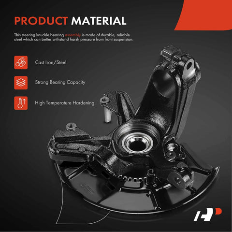 Front Right Steering Knuckle And Wheel Bearing Hub Assembly For Volkswagen Beetle Golf And Jetta Passenger Side Fits 1998 To 2010 Models Plug And Play 280 Millimeter Rotor Ready, made from cast iron/steel, showing strong bearing capacity and high temperature hardening.