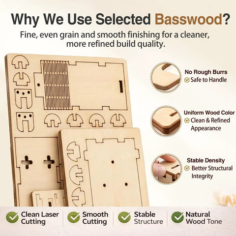 Totally Kid Friendly FM Radio Kit For Ages 8 To 13 Build A Working Radio With A DIY Wooden 3D Puzzle STEM Toy Safe basswood sheets