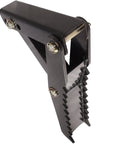 32 Inch Beefy Extreme Weld On Backhoe Thumb Clamp With Five Eighths Inch Steel Plate showing black welded mount and toothed grip.