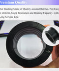 Close-up of Power Steering Gear Bushing for GM Vehicles, showing rubber material and dimensions for rack and pinion mounting kit.