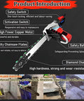 Beefy Heavy Duty Concrete Chain Saw Handheld Wall Cutter With 5800W 6500W Diamond Chain Saw System features diagram