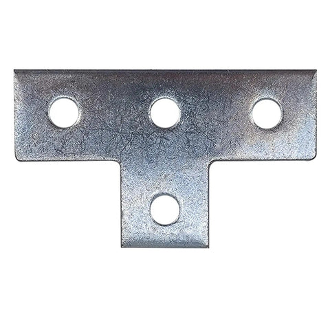 Four Hole T Shaped Brackets Flat Plate For Half Inch Bolt In One And Five Eighths Inch Strut Channel Heavy Duty Unistrut Compatible Mounting Brackets For Construction Framing And Channel Support With Slotted Holes, galvanized steel