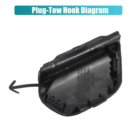 Front Right Unpainted Black Bumper Tow Hook Cover For Toyota Prius C 2015 2017 Replacement Eye Cap OE 52127-52947