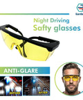 Hardcore UV Protective Safety Glasses With Snug Yellow Tint Anti Fog And Anti Glare Shield Wraparound Polycarbonate Lens for night driving.
