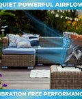 12-Inch Cradle Floor Fan With 3-Speed High-Velocity Airflow, 180-Degree Tilt, All-Metal Build in outdoor setting