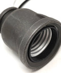 Close-up of Pipe Lamp Socket For Half Inch NPT Pipe in galvanized finish, showing prewired leads for Edison E26 or E27 bulbs.