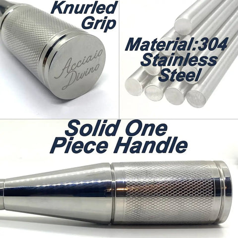 Pro Grade 58Mm Stainless Steel Bottomless Espresso Portafilter Hella Stable Tamping Grip Badass Rust Resistant Build Fits Sage Breville Dual Boiler Coffee Rigs with knurled grip and solid one-piece handle.
