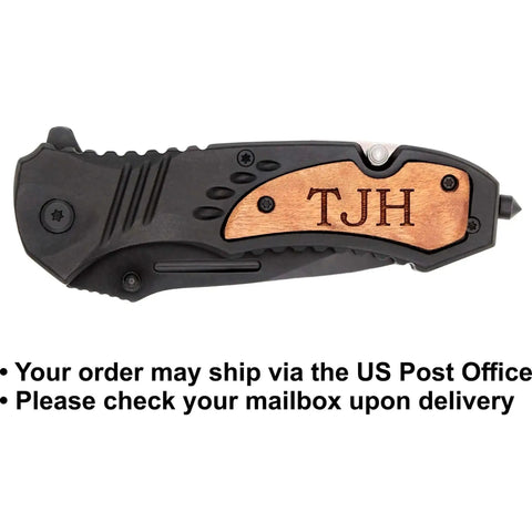 Custom Engraved Pocket Knife For Hunting And Camping Everyday Carry EDC With Wood Handle Personalized Gift Idea