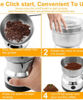 Smooth Electric Burr Coffee Grinder And Stainless Steel Spice Mill For Beans Peppers Herbs With Lightning Fast One Button Grinding And A Roomy 300ml Catch Cup Major Kitchen Flex steps for use and operation.