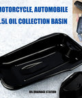 Premium Waste Oil Drain Basin For Car Repair And Motorcycle Maintenance Lightweight Portability Saves Space Keep Workshop Organized Efficient Fluid Collection Storage System with spout, 2.5L capacity.