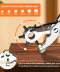 Heavy Duty Revolving Punch Plier Kit With Five Replaceable Bases And Six Punch Heads for leather crafting, size 2mm to 4.5mm