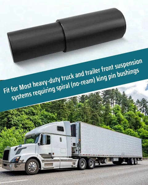 Spiral King Pin Bushing Driver Workhorse For Heavy Duty Truck And Trailer Front Suspension No Ream Replacement Tool 7x2x1.77 Inch Alloy Steel Built For Tough Installations And Quick Removal Fits Most Spiral No Ream Bushings, black driver and semi truck