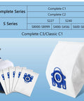 20 Pack 3D AirClean Vacuum Bags Replacement For Miele GN And S Series Vacuums C1 C2 Complete shown with filter close-up