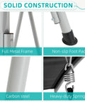 Close-up of Two Seat Outdoor Porch Swing With Adjustable Canopy Heavy Duty 650 Lbs Capacity construction details in carbon steel.