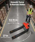VEVOR Electric Pallet Jack Truck, 4400 Lbs Heavy Duty Capacity, 27x48 In Steel Forks, smooth maneuvering in narrow aisles.