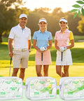 Golfers posing with 16 Pack Clear PVC Zip Pouch Bags For Travel And Everyday Use See Through Makeup Toiletry Snack Organizer Bags