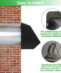 12 Inch Wall Vent Hood With Screen And Damper Cap for Outdoor Exhaust installation detail showing mounting and foil tape use.