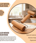 Mini Wooden Rolling Pin For Dough With Double Handles Nonstick Pizza Roller Beech Wood Small Dough Roller on kitchen counter