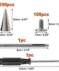 100 Pack Hella Tough Zinc Alloy Spike Rivets Badass Punk Metal Studs With Heavy Duty Iron Screw Back For Leather Jackets Clothing Shoes Belts Bags Hats Silver 12mm components including spikes and screws