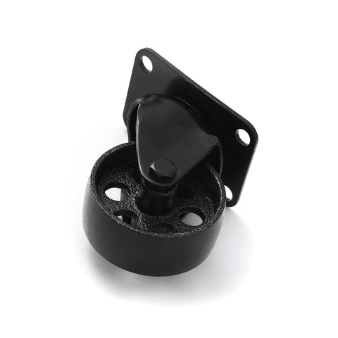 FactorDuty 4 swivel plate caster, all-black metal with a 3-inch wheel and mounting plate
