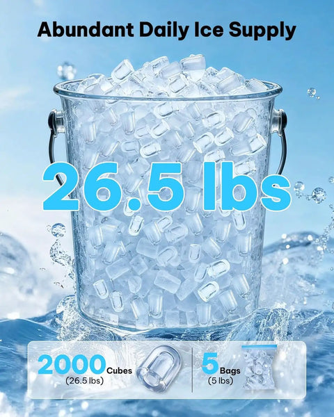 Self Cleaning Countertop Ice Maker Slams Out Bullet Ice In Six Minutes Whisper Quiet Operation Keeping Your Kitchen Vibes On Deck And Your Cooler Loaded For Weekend Hangouts Without Breaking The Bank. 26.5 lbs of clear bullet ice in a bucket.