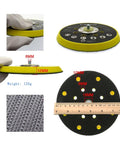 Super Durable 6 Inch Sanding Pad With Dust Free Vent Holes And M8 Thread For Fast Disc Swapping On Random Orbit Sanders, bottom view
