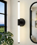 Dimmable LED Vanity Light Bar For Bathroom, 360 Degree Full Illumination Over Mirror Sconce, Black 24 Inch, installed next to window