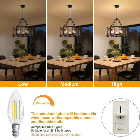 Twenty Inch Five Light Farmhouse Chandelier Featuring Walnut Wood And Matte Black Metal Dropping Instant Cozy Vibes Over Your Kitchen Island Or Dining Table with dimmable settings