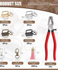 51 Piece Heavy Duty Key Fob Pliers And Hardware Kit With Tassels Glass Running Pliers With Flat Jaws And Rubber Tip Attachments
