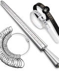 Pro Grade Ring Sizer Tool Set For Jewelry Making, Silvery Metal Ring Size Gauge Kit With Finger Size Mandrel, 4-Piece