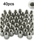 Rivet Nut Assortment Kit Stainless Steel One Quarter Twenty Flat Head Knurled Rivet Nuts For Metal Plastic And Fiberglass Installations, Automotive And DIYers, Heavy Duty Fastening Set, 40pcs