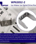 2 Pack Ice Auger Drive Bar WP63052-2 replacement for Whirlpool Maytag Kenmore, shown with installation details and yoke.