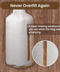 Dust Collection Bag For Planers And 4 Inch Woodworking Machines 30 Micron Filter with clear viewing window on wood background