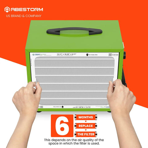 Hands holding a green air filtration unit showcasing the Pro Grade MERV 13 Filter Replacement for DecDust 780S Dust Collector 4 Pack